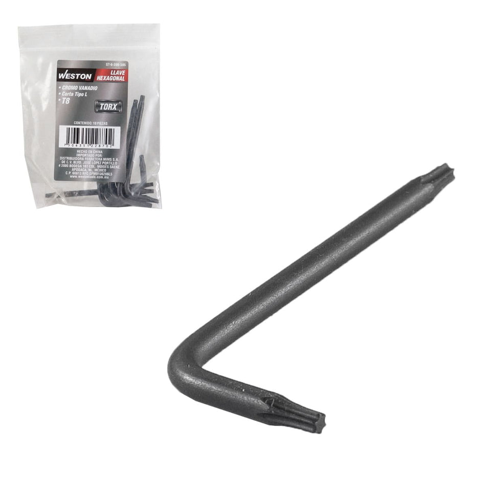 LLAVE HEX; L PUNTAS TORX CORTA CrV  T8