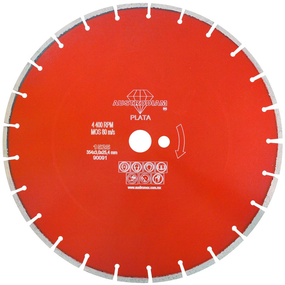 Disco de diamante de 350 x 3 x 25.4 mm p