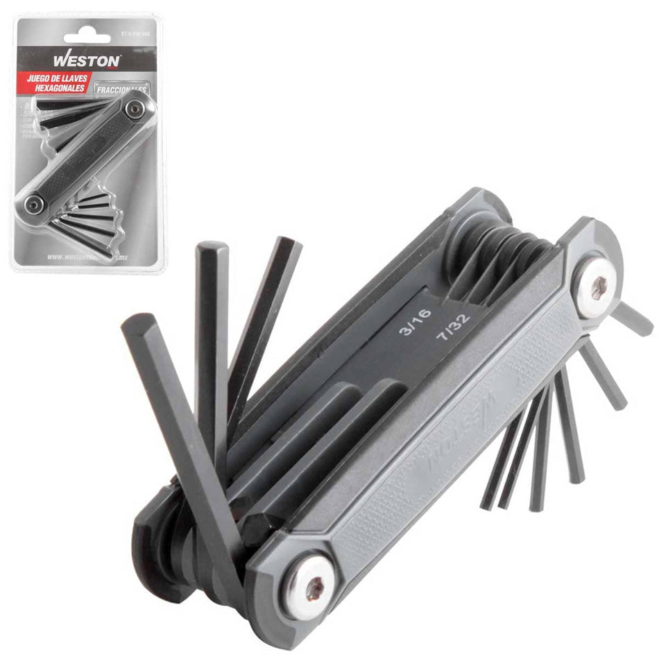 JUEGO 9 LLAVES NAVAJA 5/64"-1/4" HEX CRV