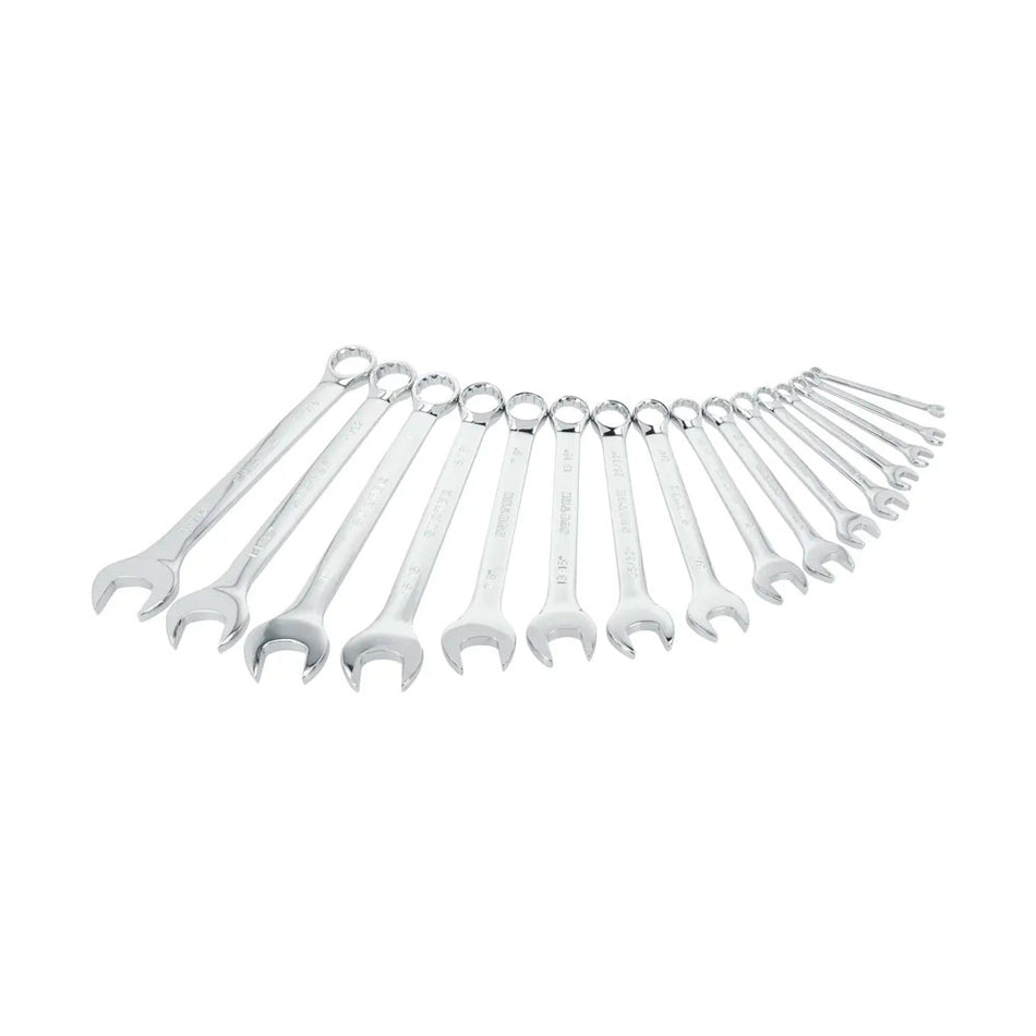 Juego de llaves combinadas pulido espejo métricas, 12 puntas, 16 piezas en rack Surtek 1051MR