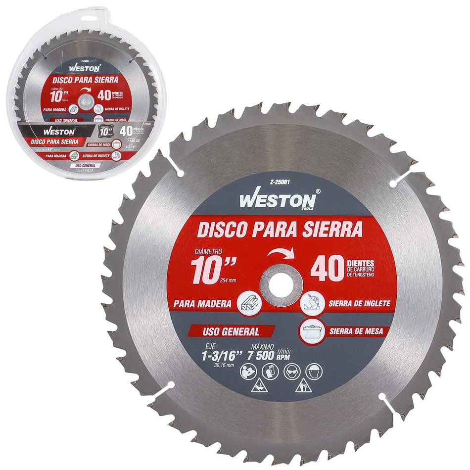 DISCO PARA SIERRA CIRCULAR P/MADERA 10 X