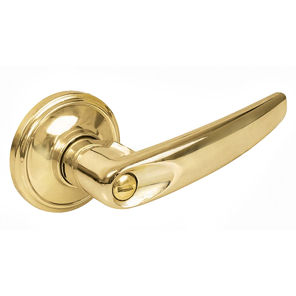 Manija tubular recta función baño, latón brillante, llave estándar, blíster Lock 13MA