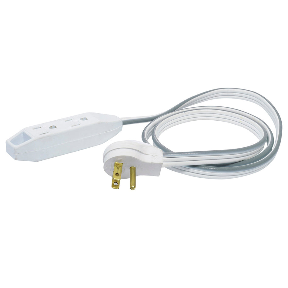 Extensión eléctrica plana aterrizada color blanco, 3 m Surtek 136052
