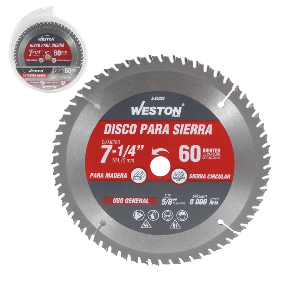 DISCO PARA SIERRA CIRCULAR P/MADERA 7-1/