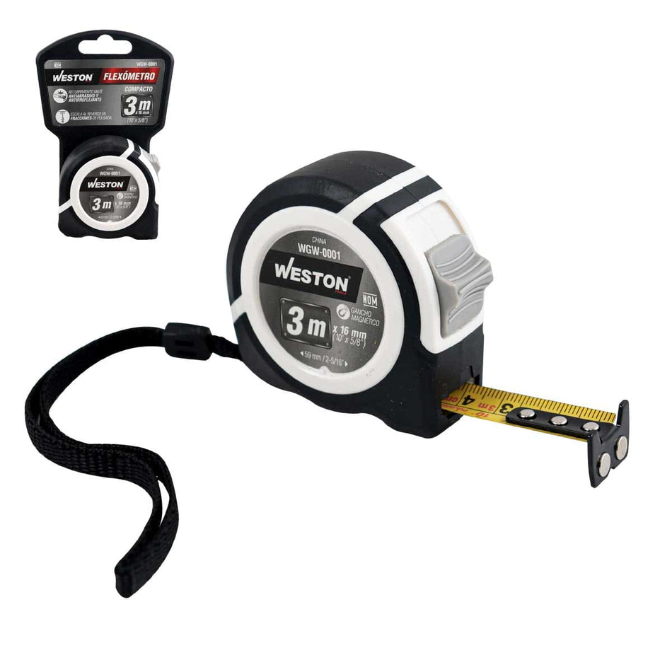FLEXOMETRO 3M X 16MM BLANCO COMPACTO, WE