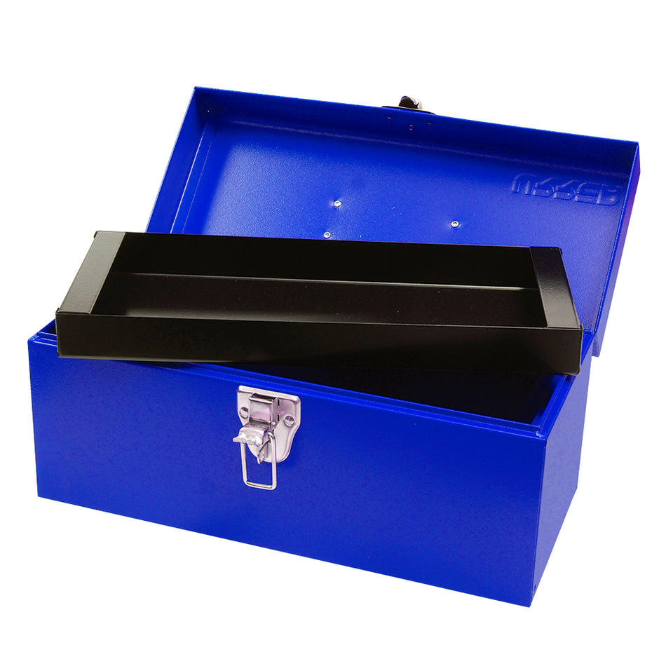 Caja portaherramientas métalica con asa plástica color azul 14" x 6" x 6" Urrea D2A