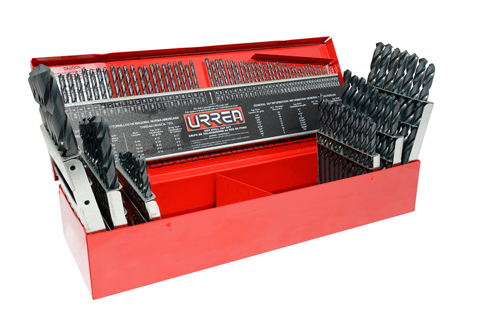 Juego de brocas negras de acero de alta velocidad zanco recto, 115 piezas Urrea 51115