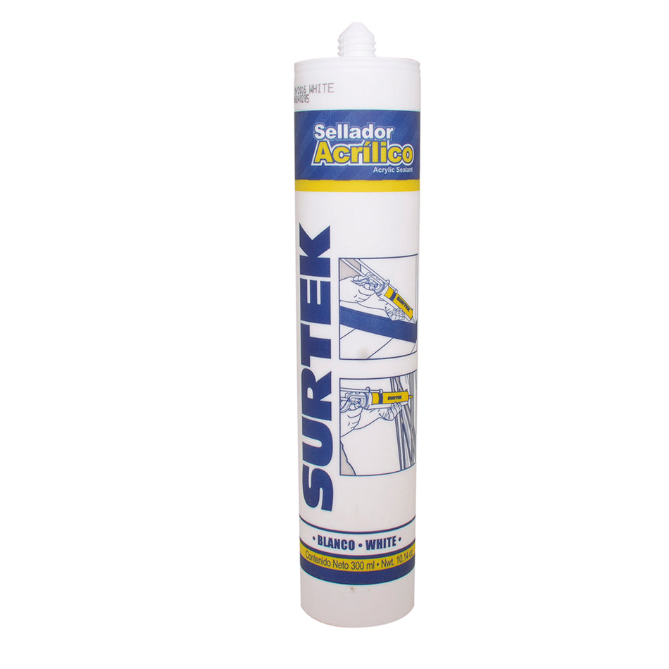 Sellador acrílico color blanco, 280 ml Surtek 113505