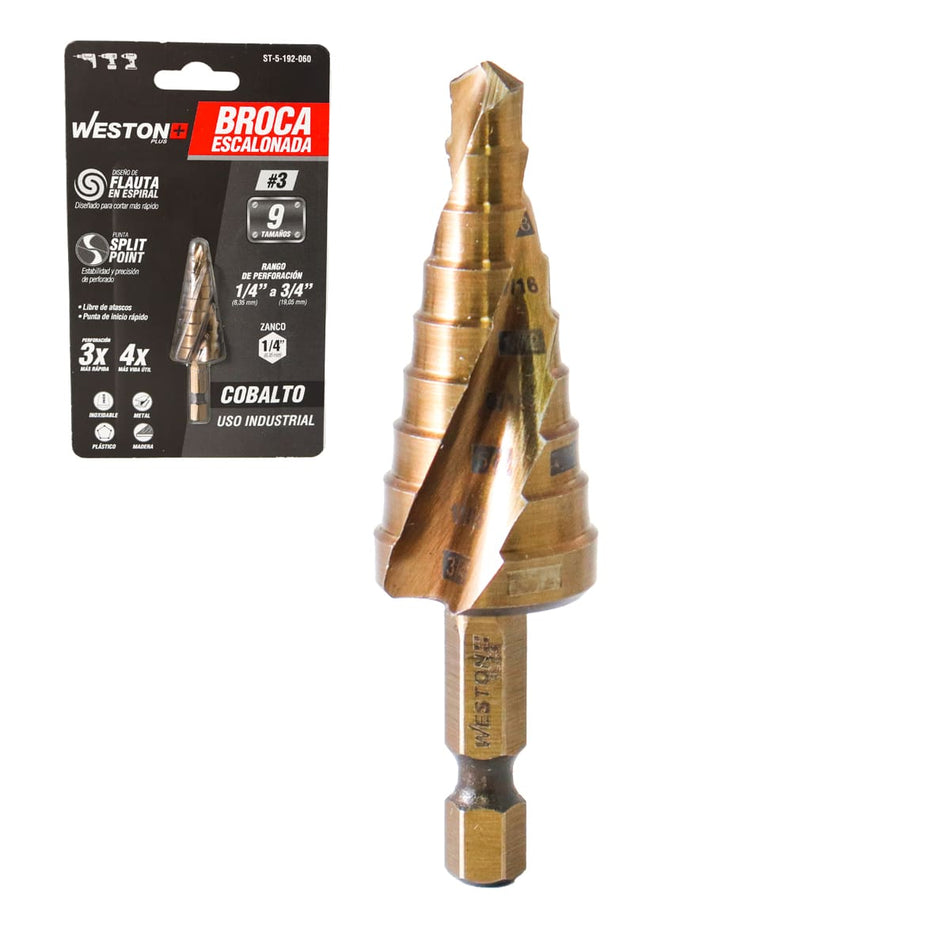 BROCA ESCALONADA ESPIRAL COBALTO #3 1/4