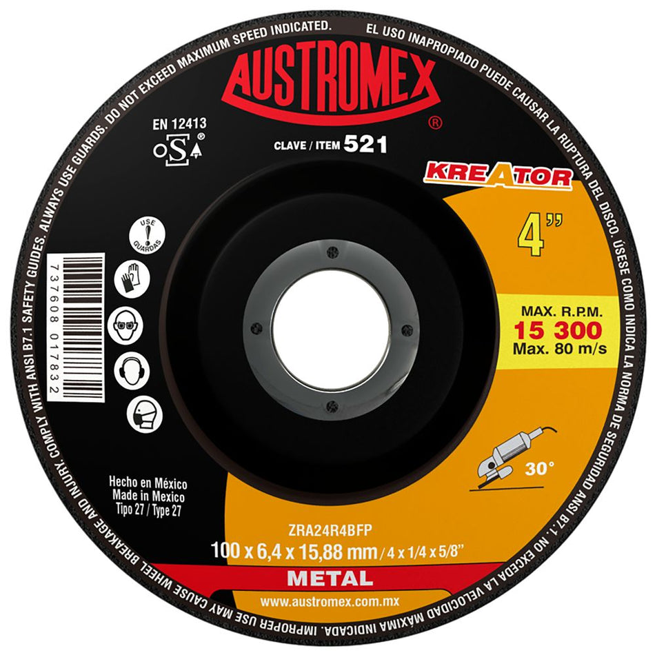 Disco abrasivo para desbaste de acero, f