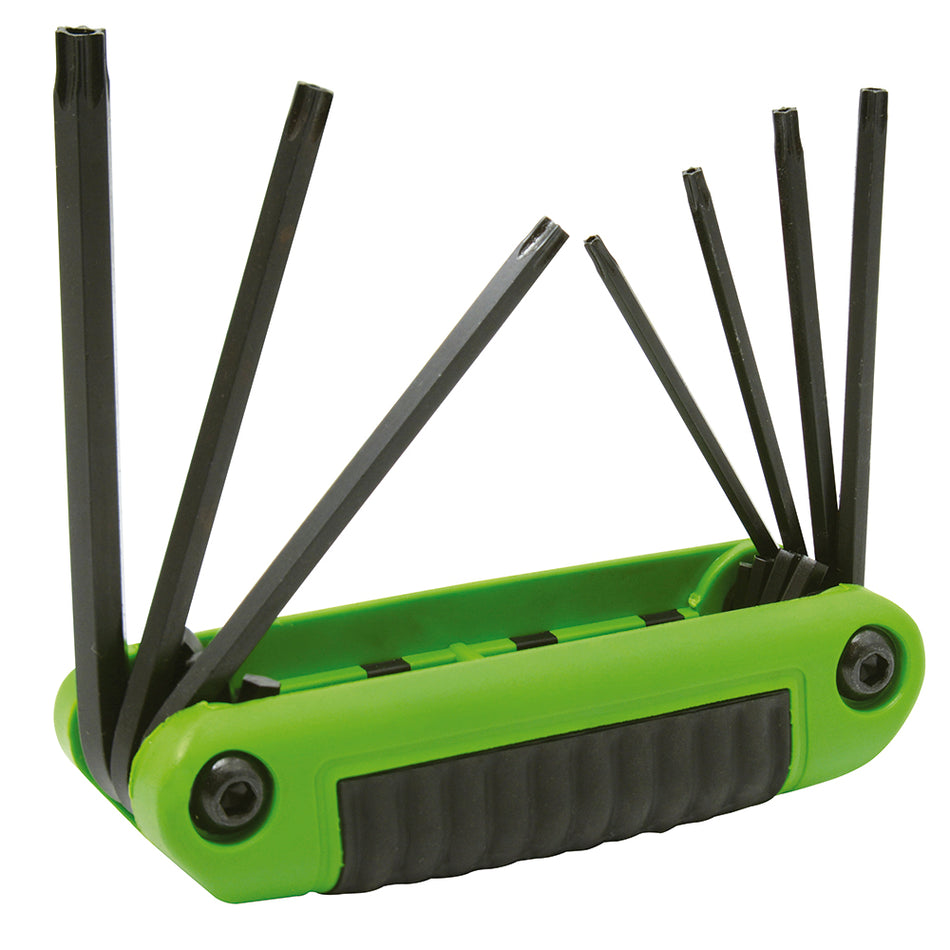 Juego de llaves hexagonales tipo navaja torx Tamper Proof T10 a T40 estuche bimat, 7 pz Urrea 4977TXT