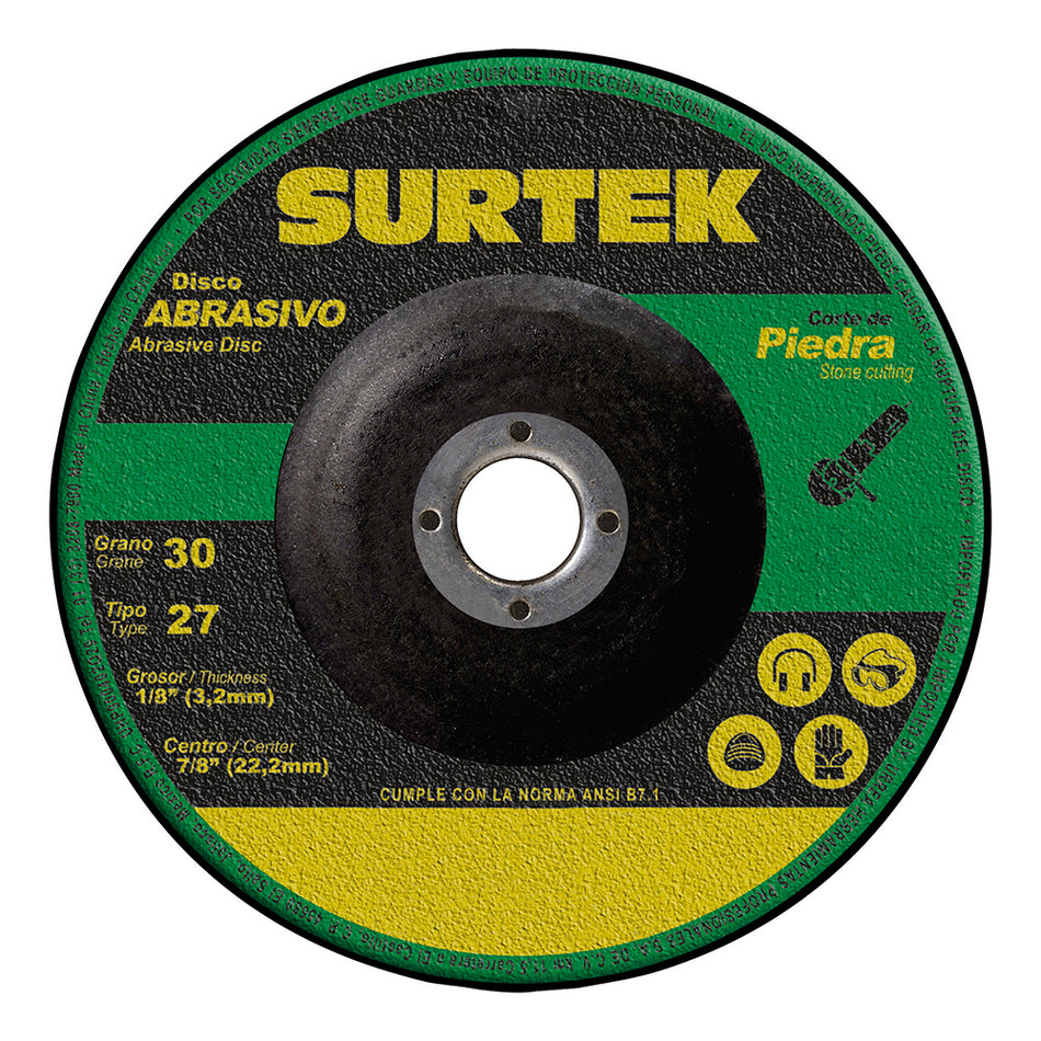 Disco abrasivo tipo 27 para piedra 9" x 1/8" Surtek 123332