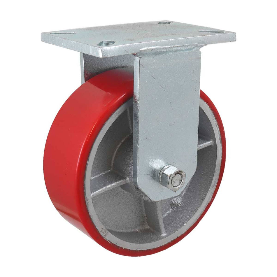 RODAJA FIERRO VACIADO C/PU ROJA FIJA 8"