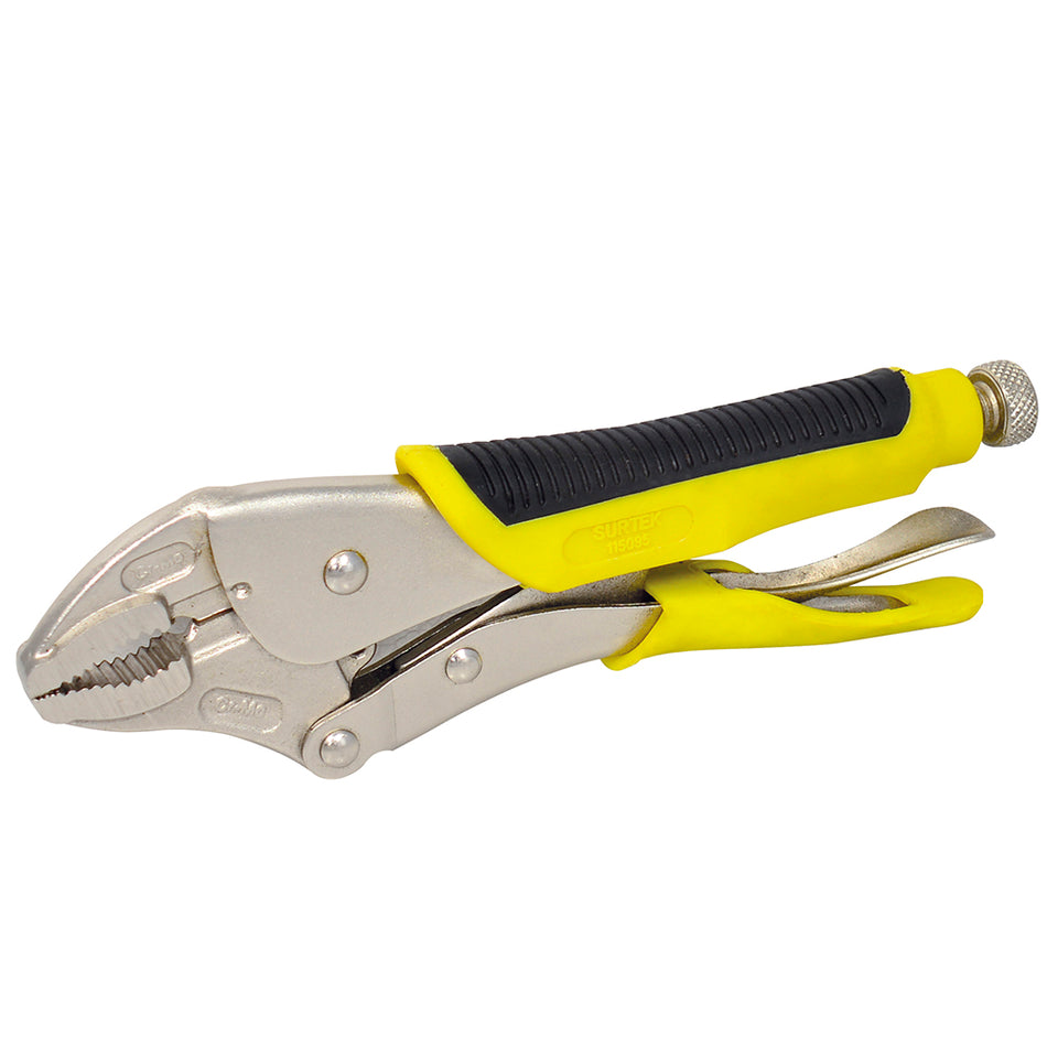 Pinza de presión con mango bimaterial de 10" punta recta Surtek 115096