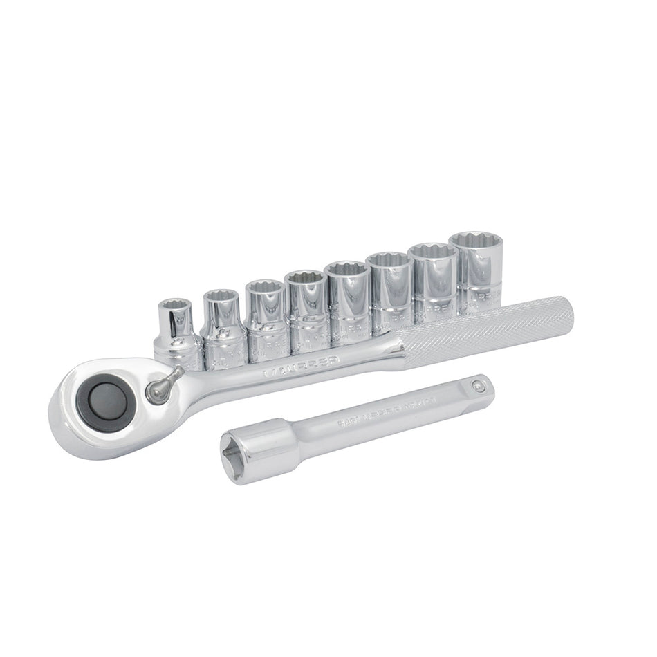 Juego de dados y accesorios cuadro de 1/2" en pulgadas, 10 piezas Urrea JBUA01S