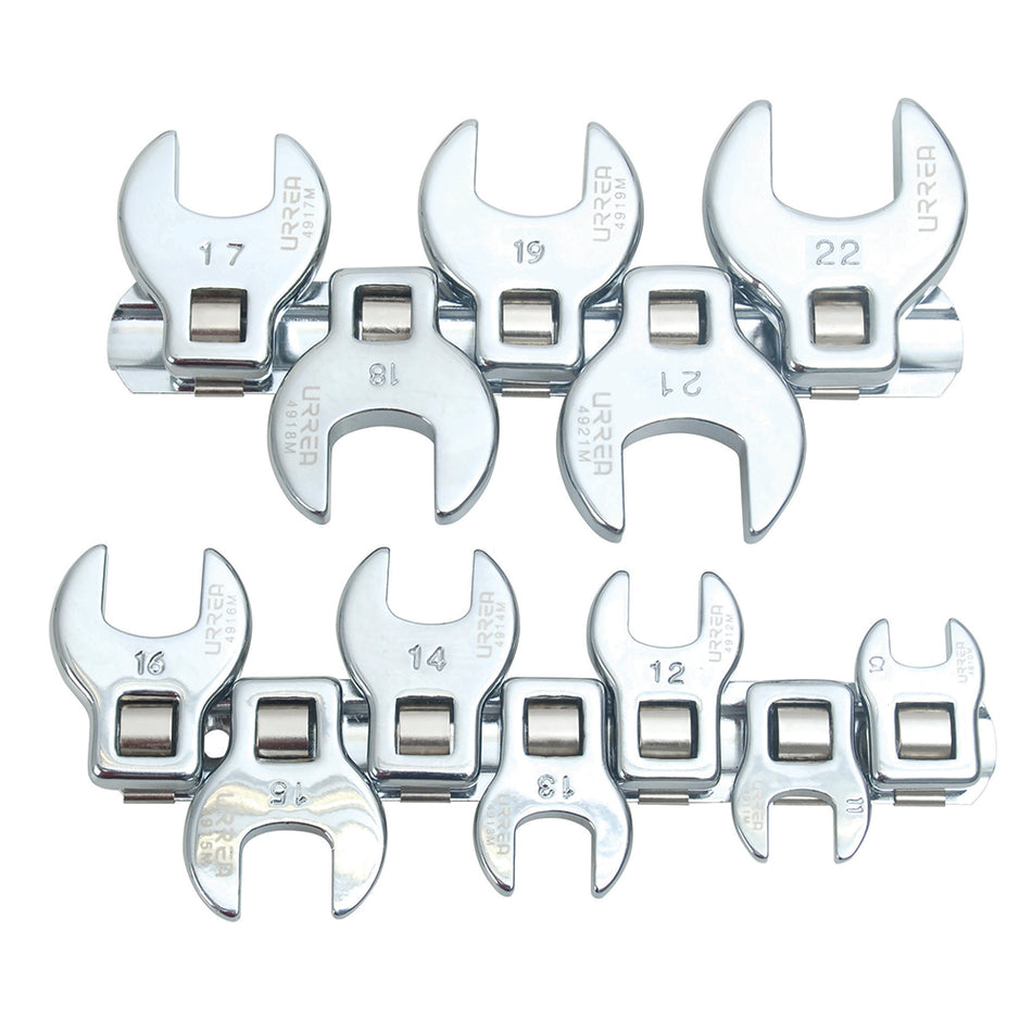 Juego de llaves pata de cuervo cuadro de 3/8", métricas, 12 piezas Urrea 4900-12M