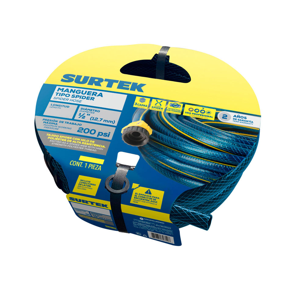 Manguera para jardín spider con conector plástico 1/2", 20 m Surtek M12S20P
