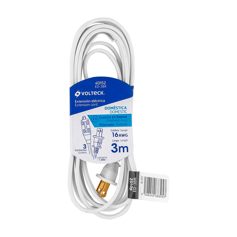 Extensión eléctrica doméstica 3 m blanca