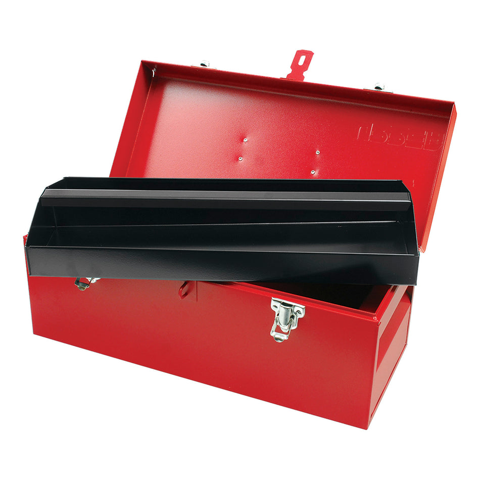 Caja portaherramientas métalica con asa plástica color rojo 17" x 7" x 7" Urrea D4