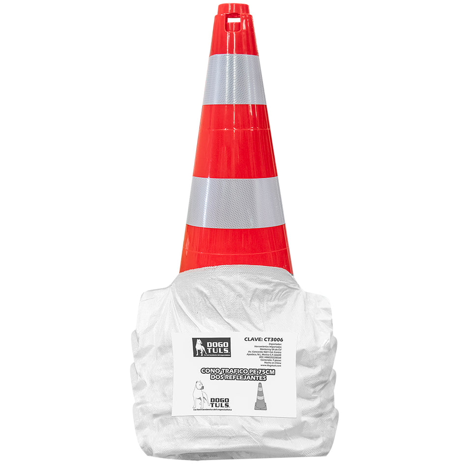 CONO TRAFICO PE 75CM DOS REFLEJANTES, DO DOGOTULS CT3006
