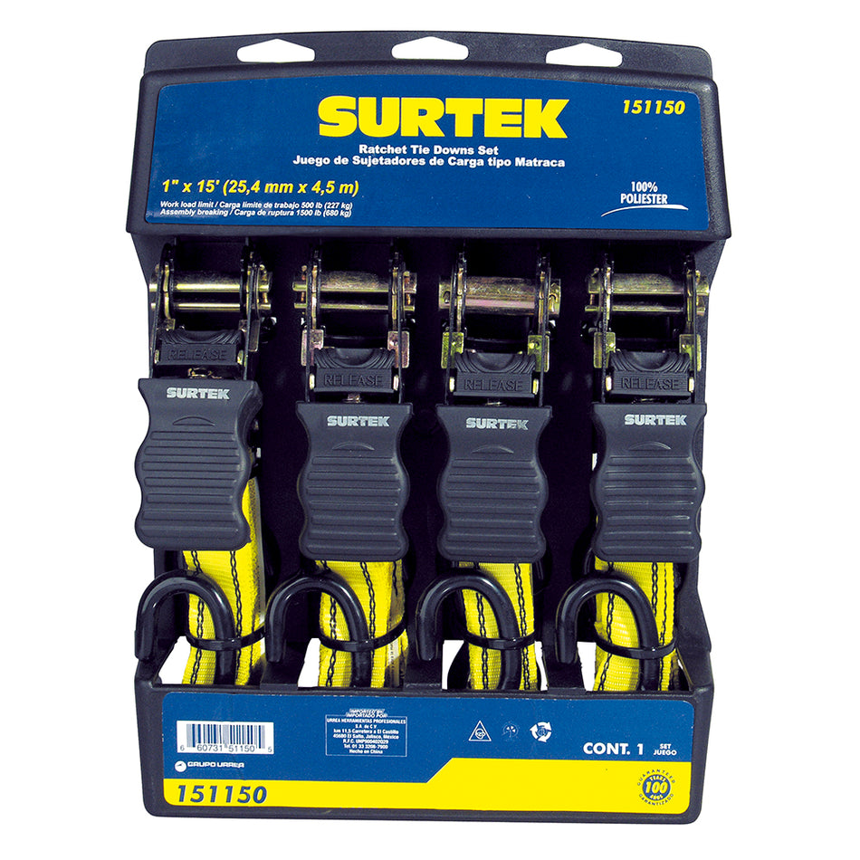 Juego de sujetadores tipo matraca, 4 piezas Surtek 151150