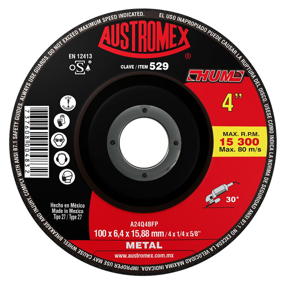 Disco abrasivo para desbaste de metal de