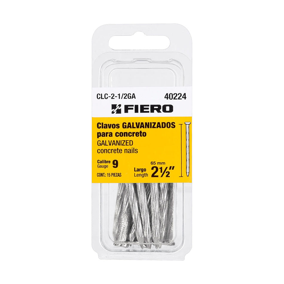 Blíster con 15 clavos galvanizados p/con