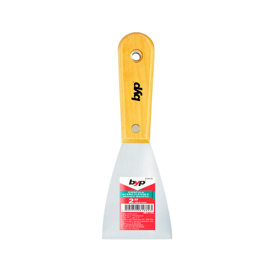 ESPÁTULA FLEXIBLE MANGO MADERA 2", BYP