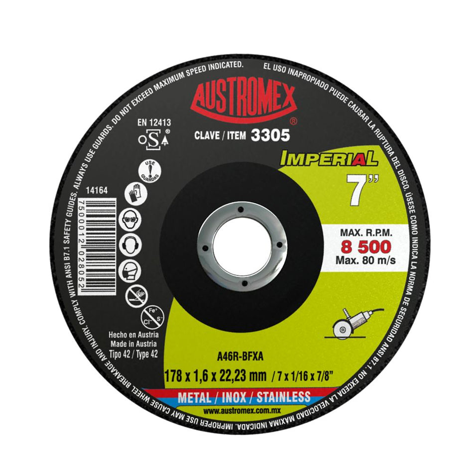 Disco abrasivo para corte de acero al ca