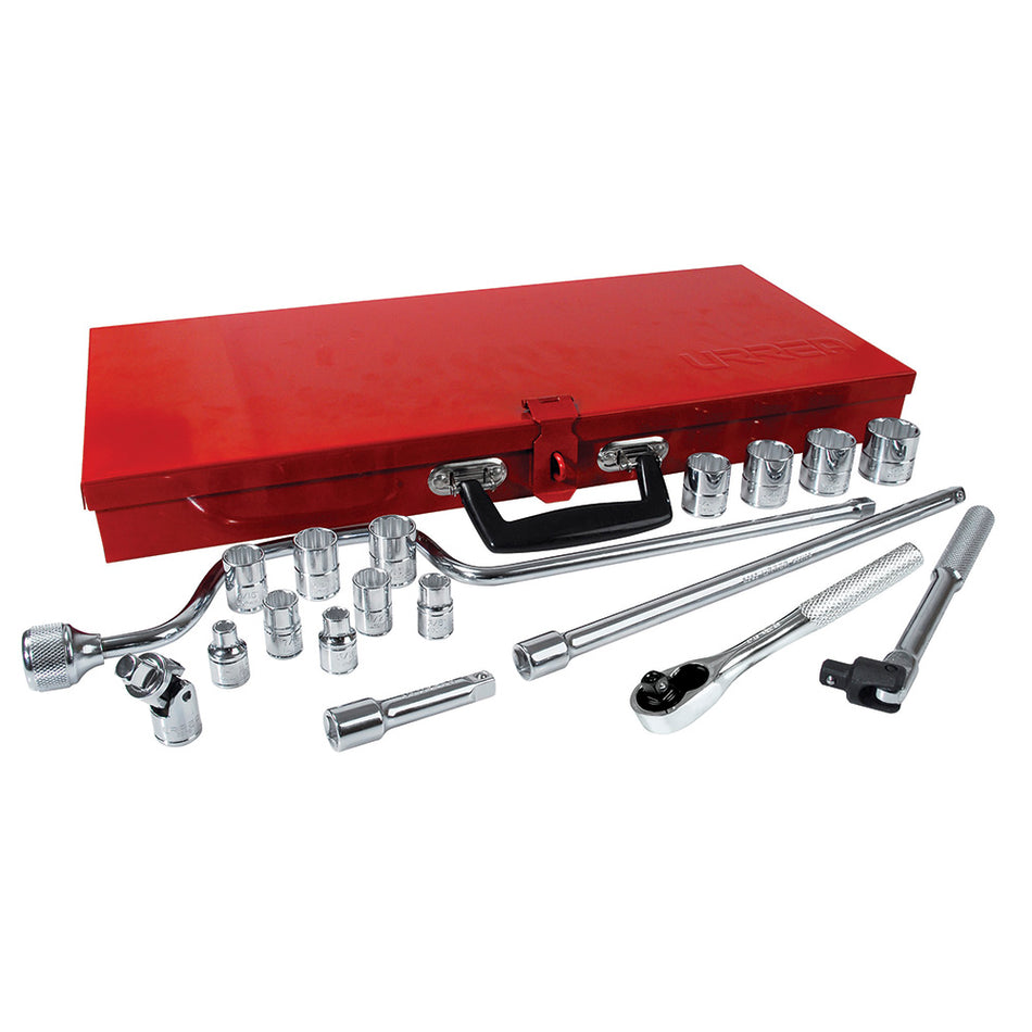 Juego de dados y accesorios cuadro de 3/8" en pulgadas, 19 piezas Urrea 5200AC