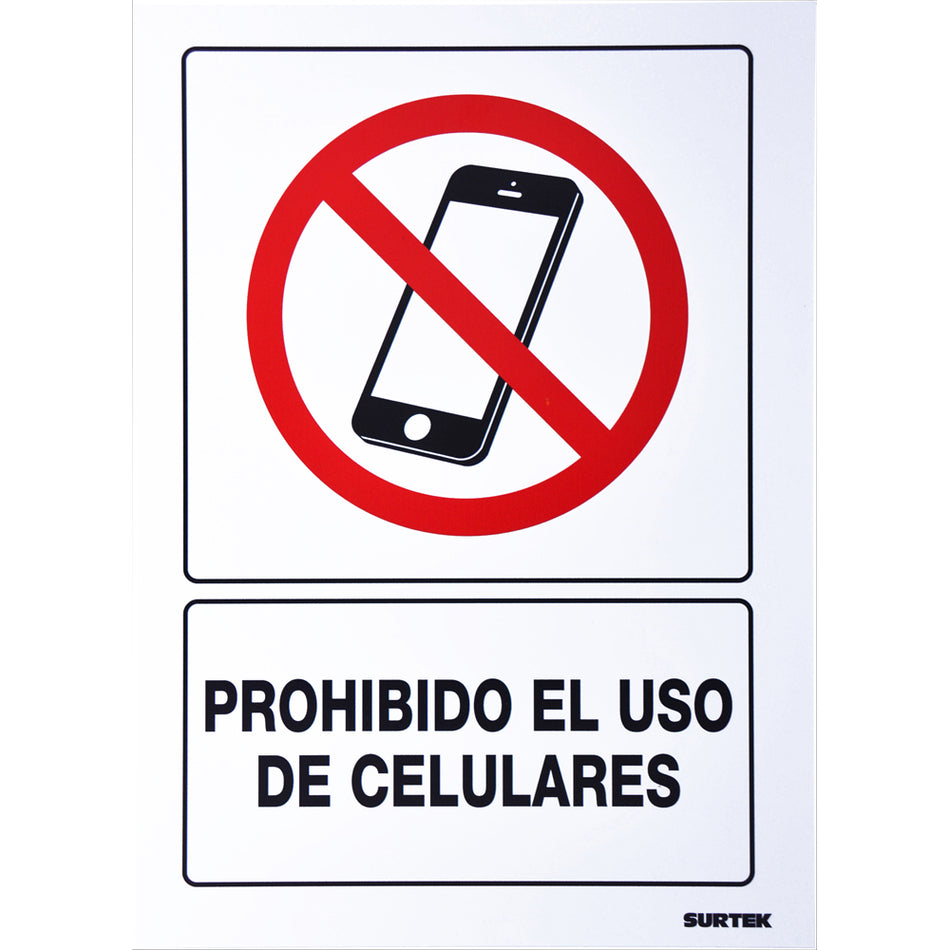 Señal "Prohibido el uso de celulares" Surtek SES51