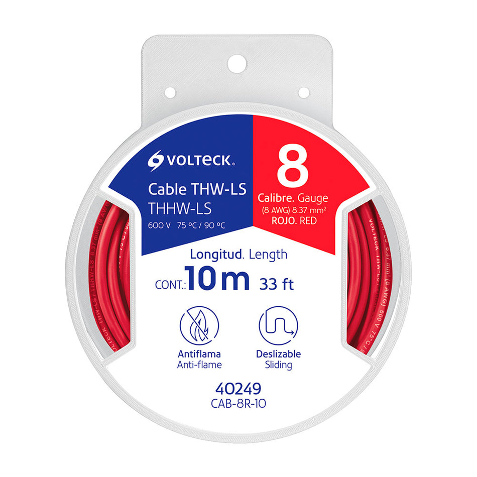 Carrete con 10 m de cable THHW-LS 8 AWG