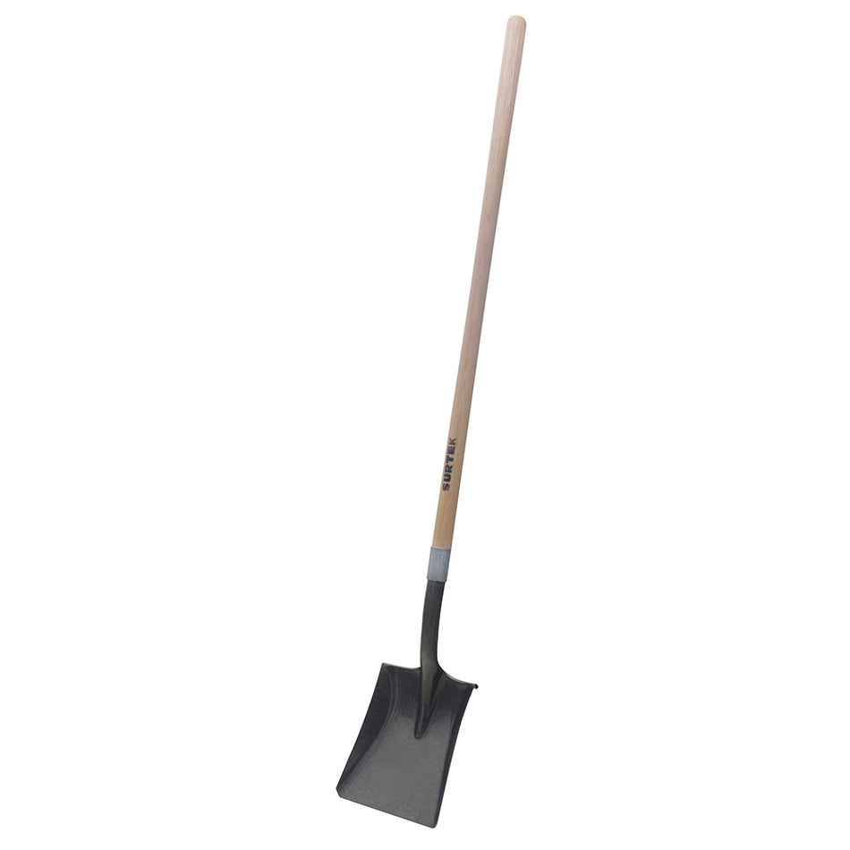 Pala con mango largo de madera con anillo crimpado, cuadrada Surtek 130627