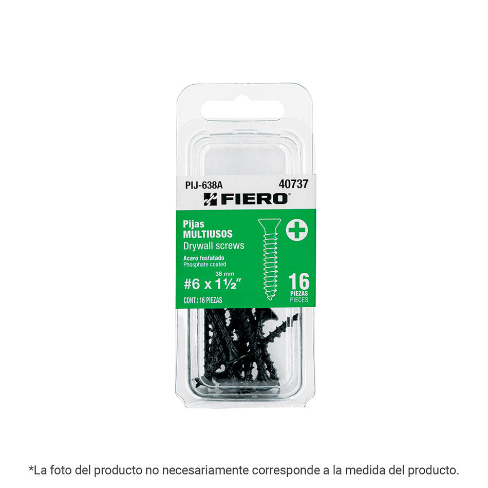 Blíster con 20 pijas #6 x 1' multiusos,