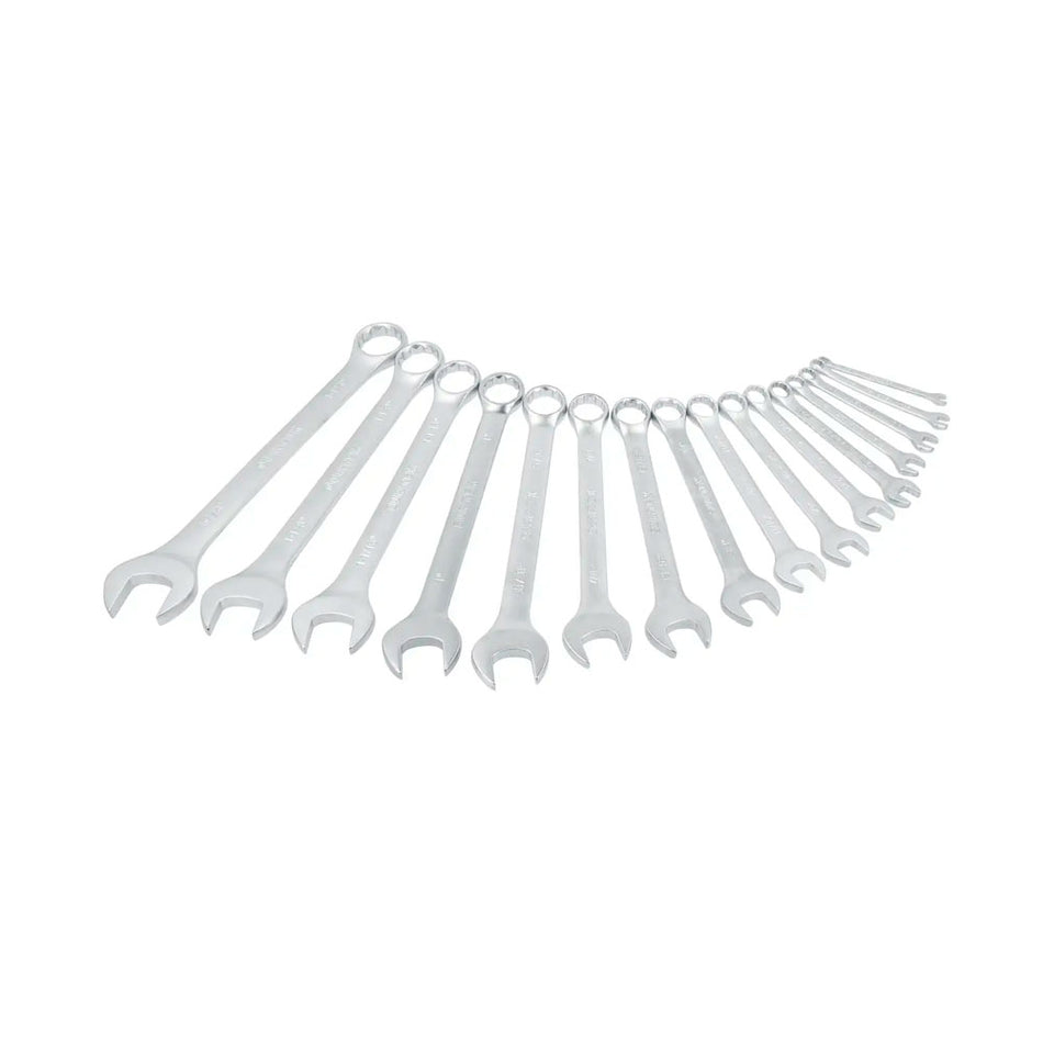 Juego de llaves combinadas satinadas métricas, 12 puntas, 16 piezas en estuche Surtek F16ME