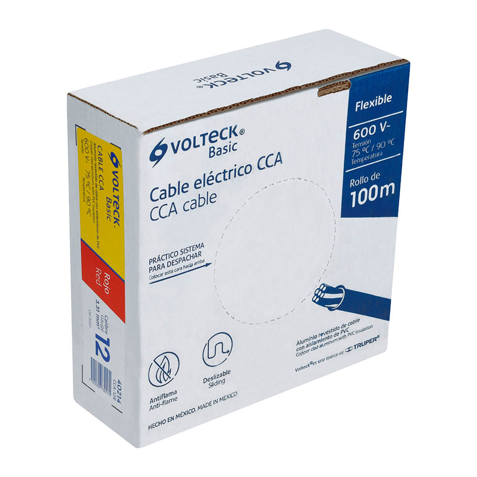 Rollo de 100 metros de cable THW CCA 12