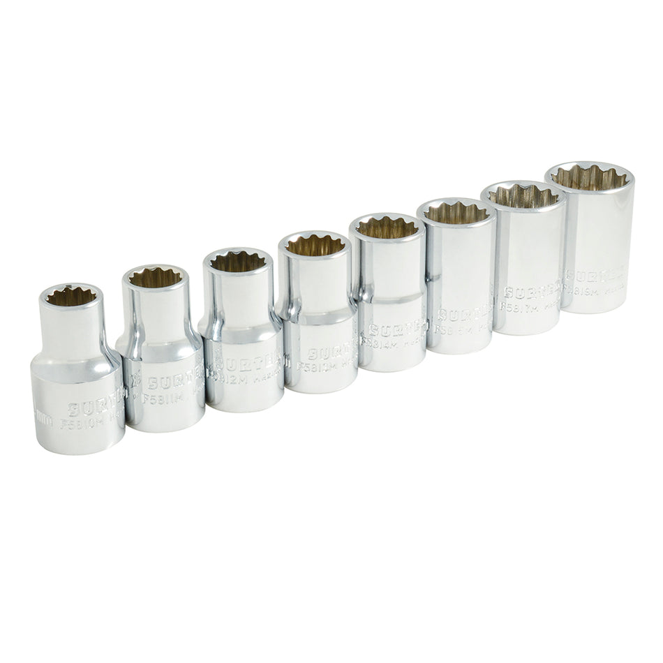 Juego de dados cuadro de 1/2", 12 puntas, métricos, 8 piezas Surtek S01M