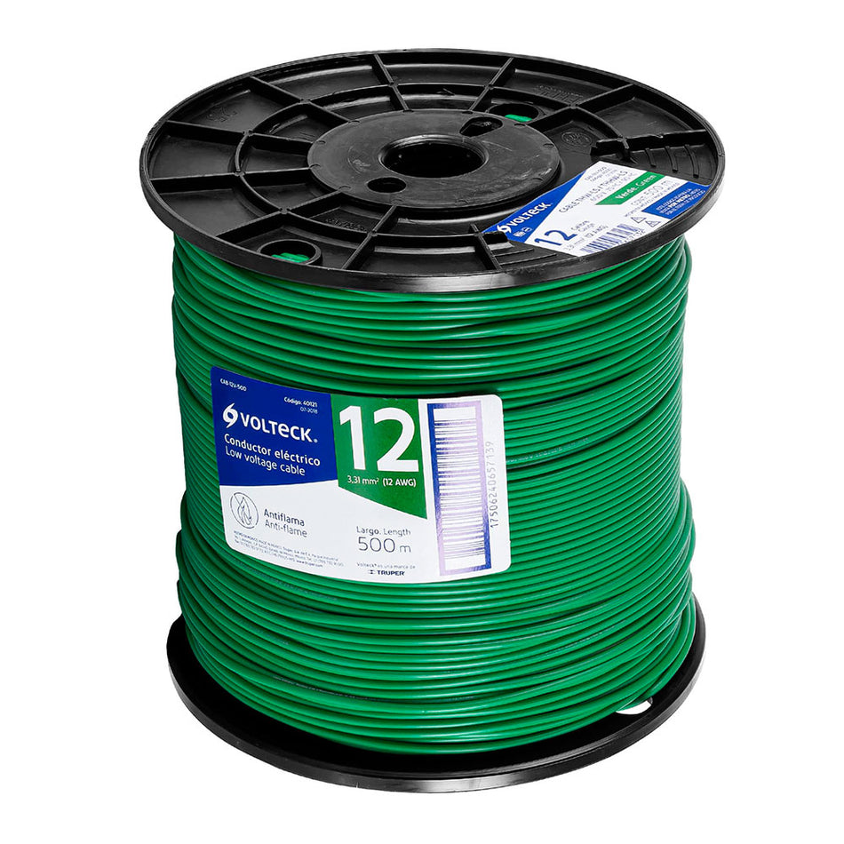 Metro de cable THHW-LS 12 AWG verde en c