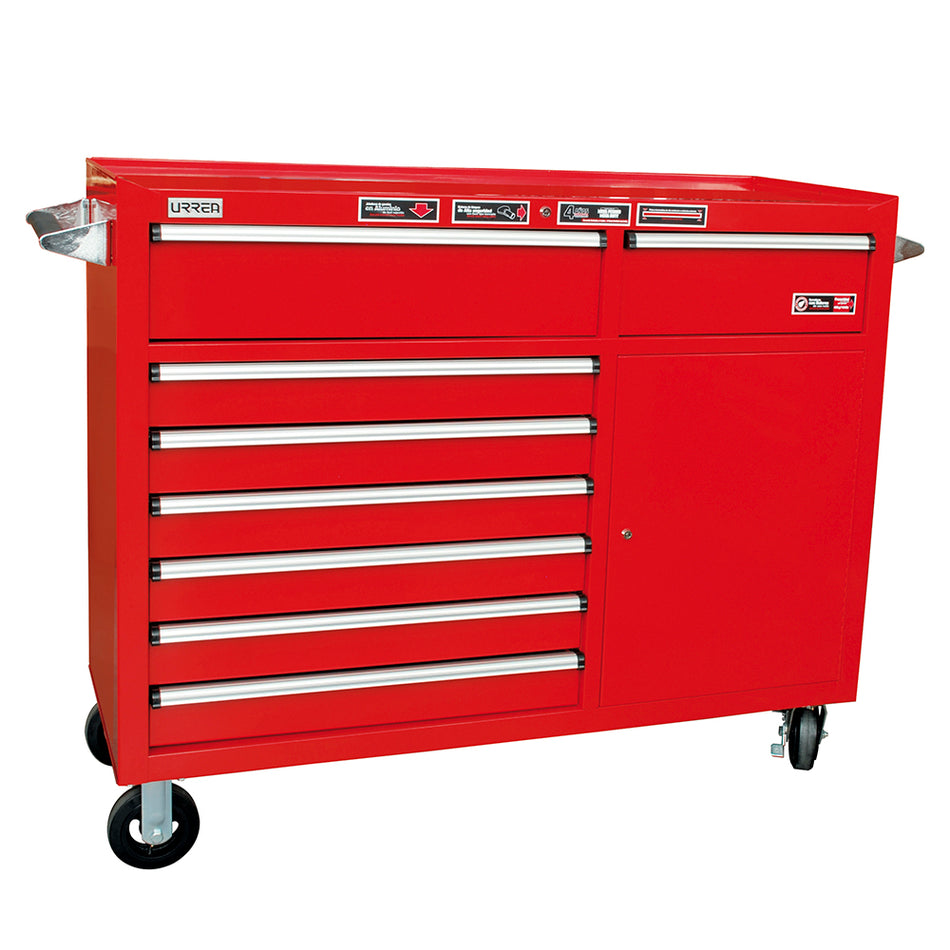 Gabinete móvil 8 gavetas color rojo serie M 56" Urrea M56M8