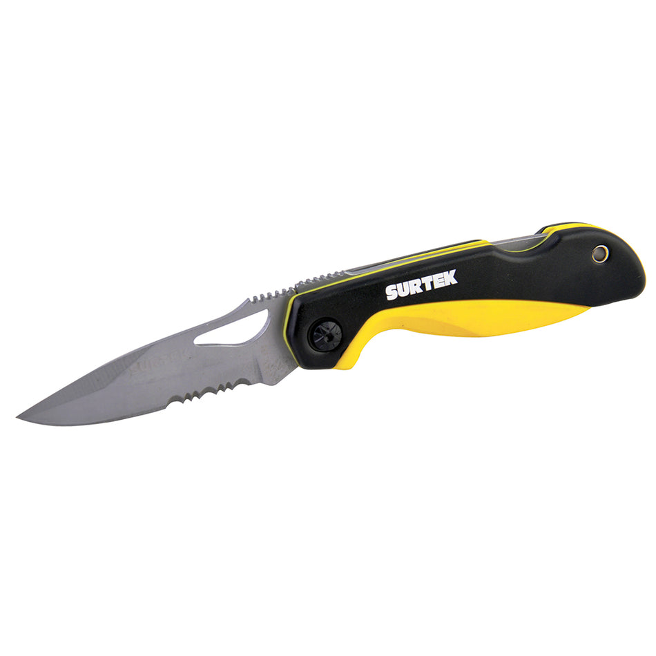 Navaja abatible de acero inoxidable con mango bimaterial Surtek 120563