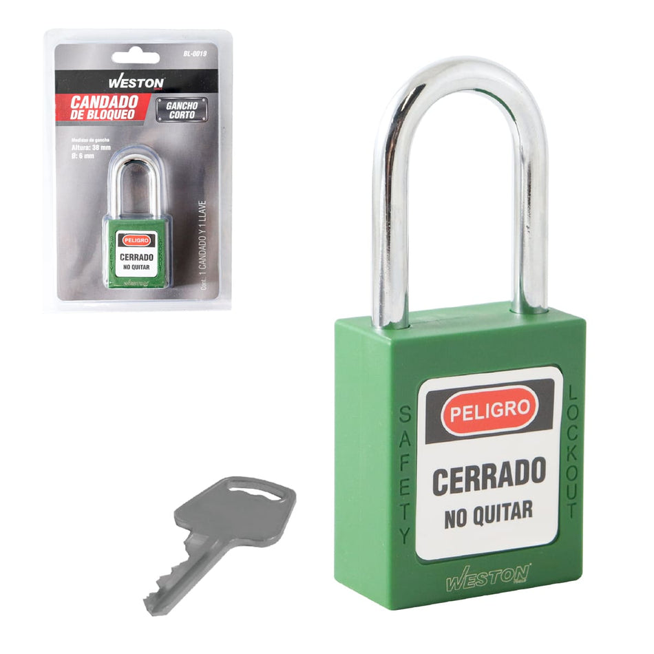CANDADO DE BLOQUEO VERDE 38MM (CAJA C/10