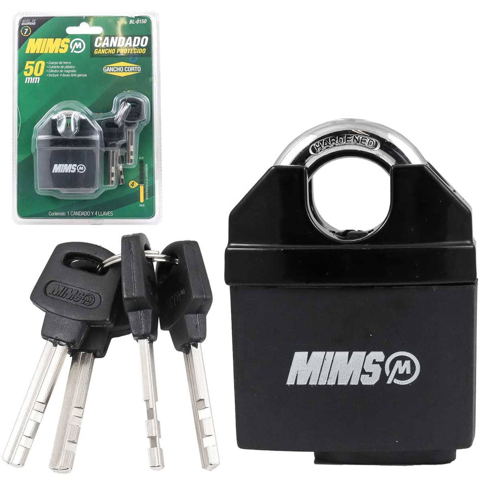 CANDADO GANCHO PROTEG RECUB PLAST HIERRO