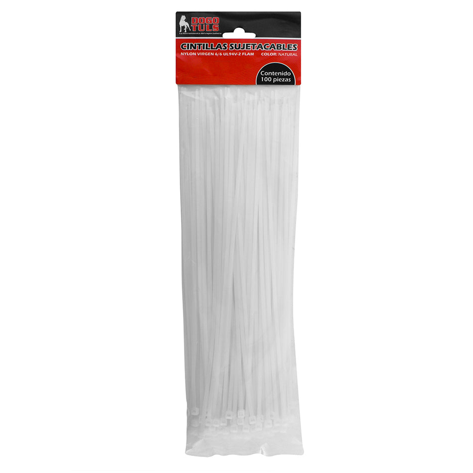 CINTILLA SUJETACABLE 18" NATURAL C/100 DOGOTULS WL8025