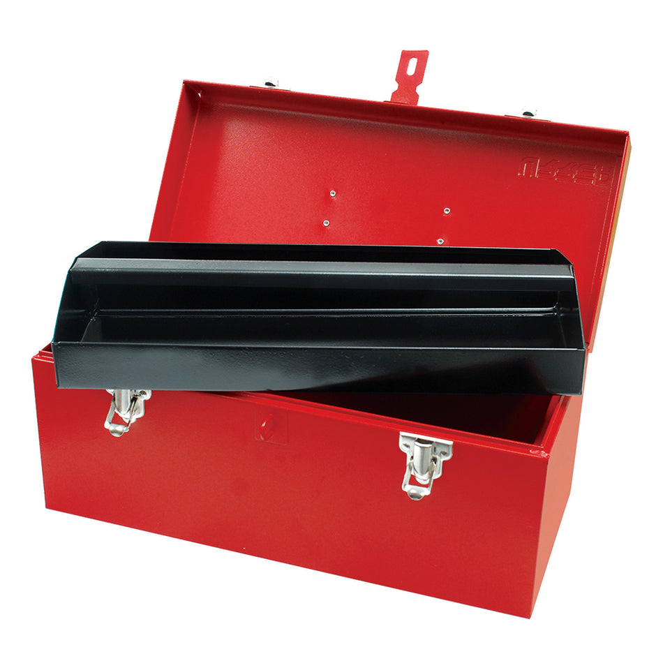 Caja portaherramientas métalica con asa plástica color rojo 16" x 7" x 7" Urrea D3