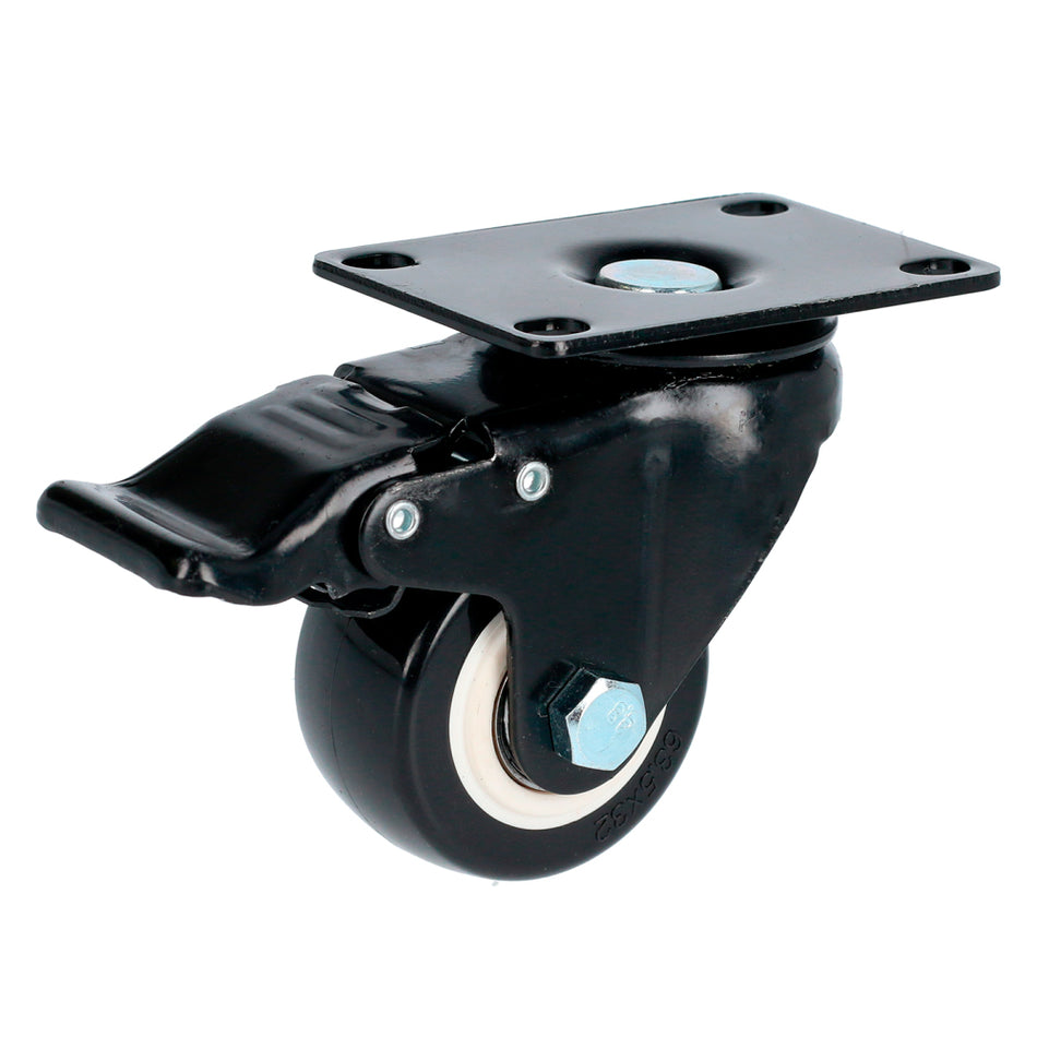 Rodaja de PVC negro con placa giratoria con freno 3" Surtek RVN7B