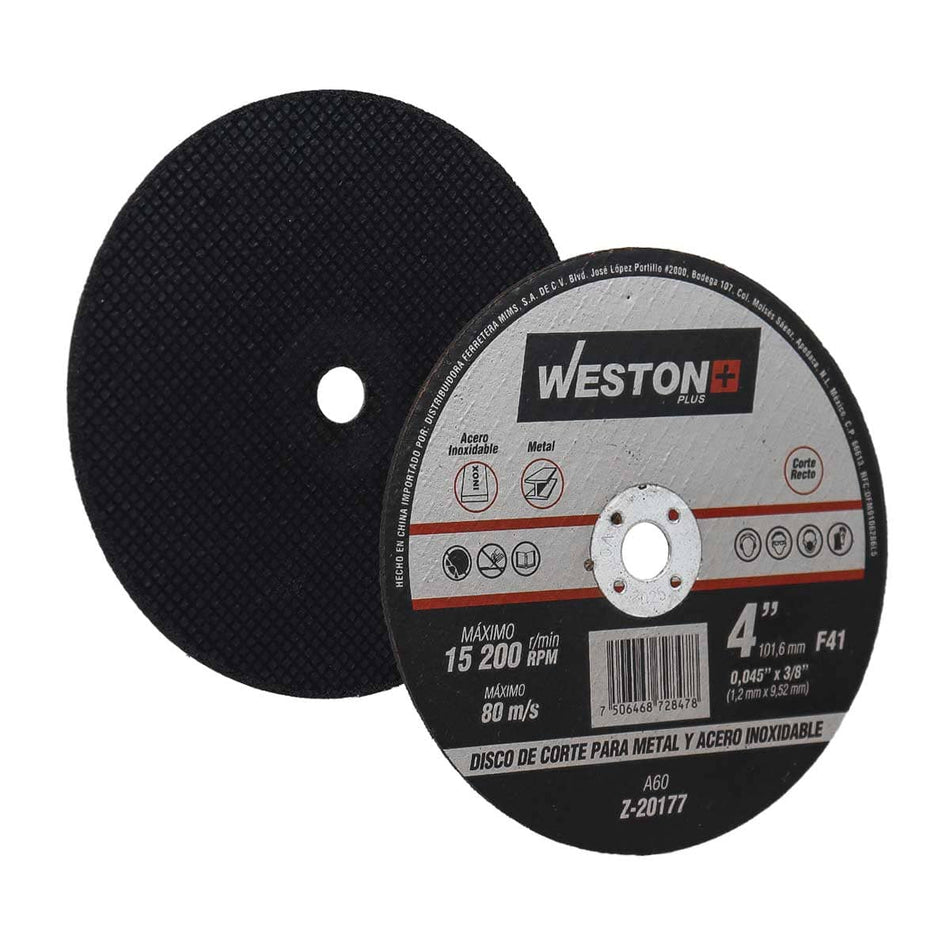 DISCO D/CORTE P/INOXIDABLE Y METAL 4 x 0