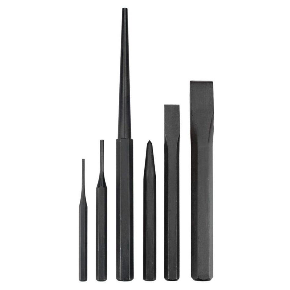 Juego de cinceles, punzones y botadores, 6 piezas Urrea NO.9