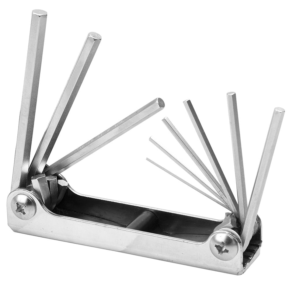 Juego de llaves hexagonales tipo navajas métricas 1.3 a 6 mm estuche metálico, 9 pz Surtek ALLFN9M