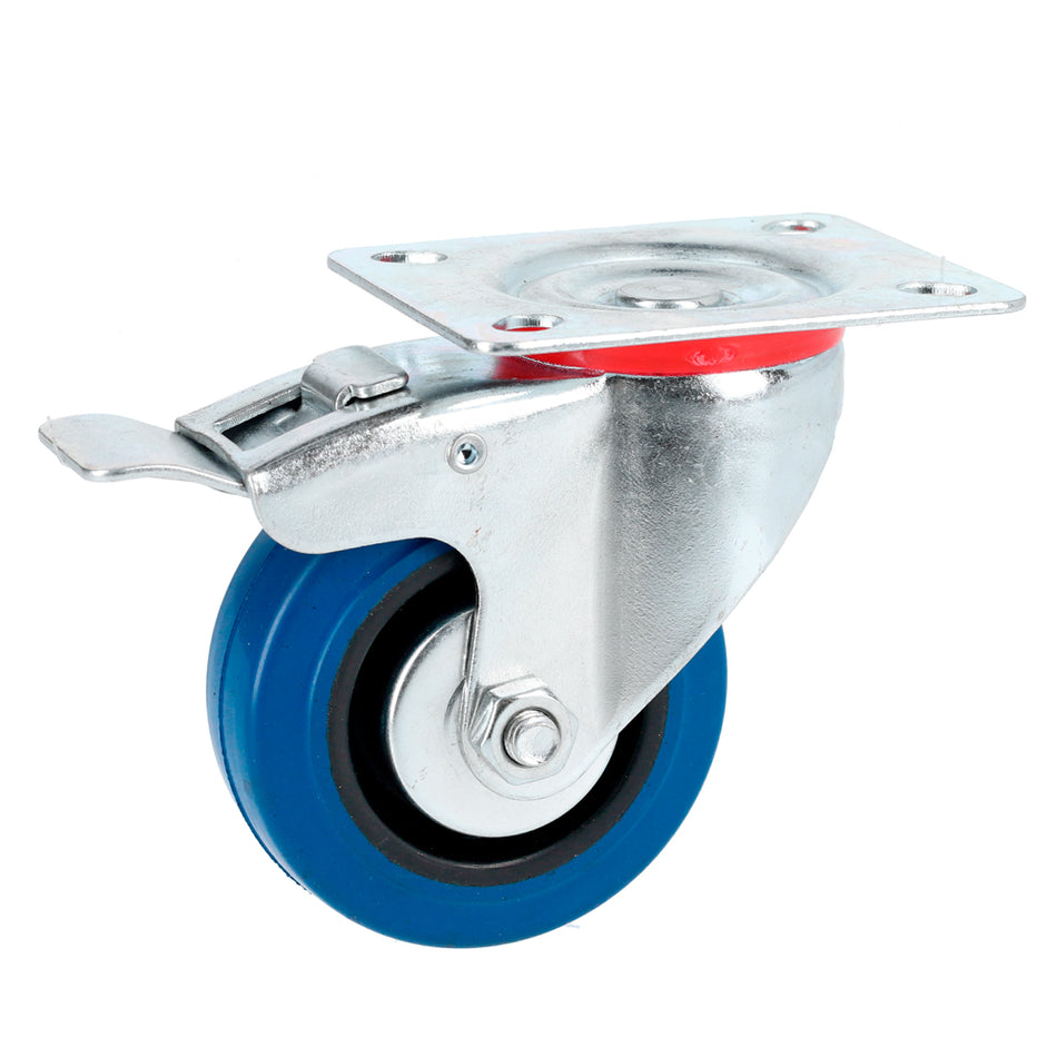 Rodaja de goma elástica giratoria con freno azul 5" Surtek RGO12B