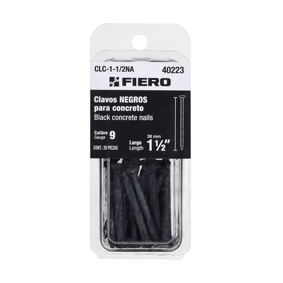 Blíster con 20 clavos negros para concre